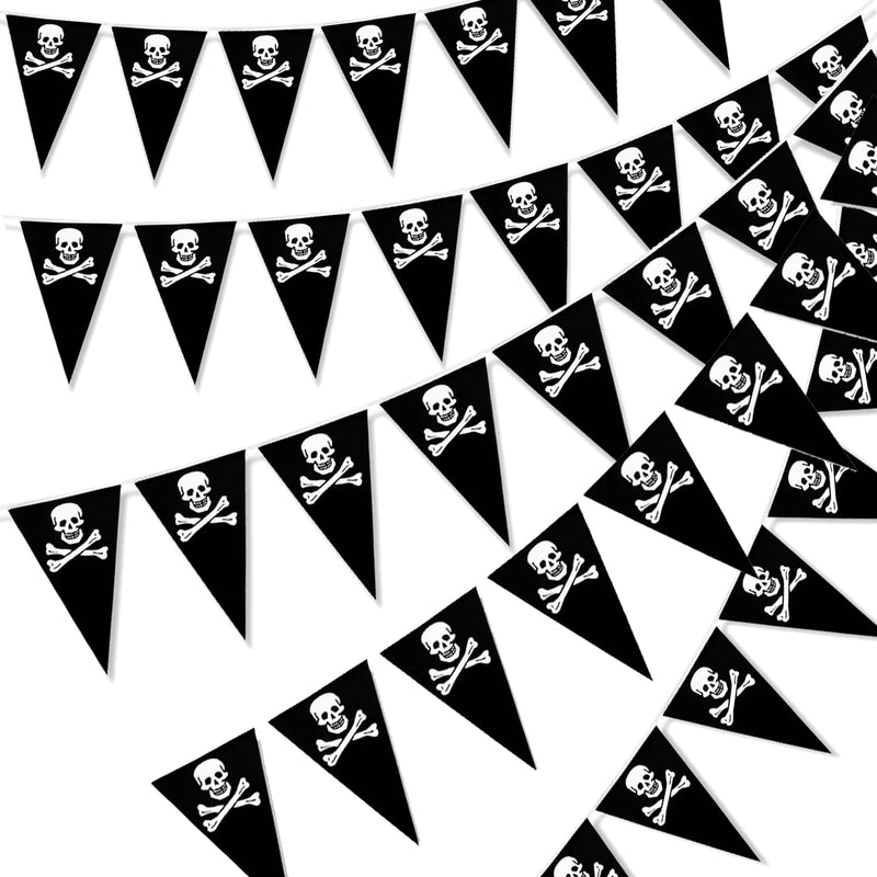 5m Pirate Banner Pirate Birthday Party Decorations Pirate Ship Skull Pennant Flags Triangle Banner for Halloween Party Decor