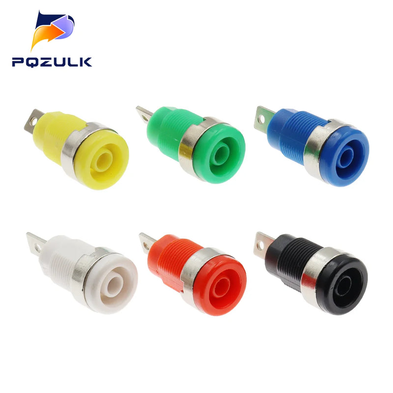 5PCS 4MM Banana Plugs Female Jack Socket Plug Wire Connector 5 Colors Each 1PCS Multimeter Socket Banana Head Female