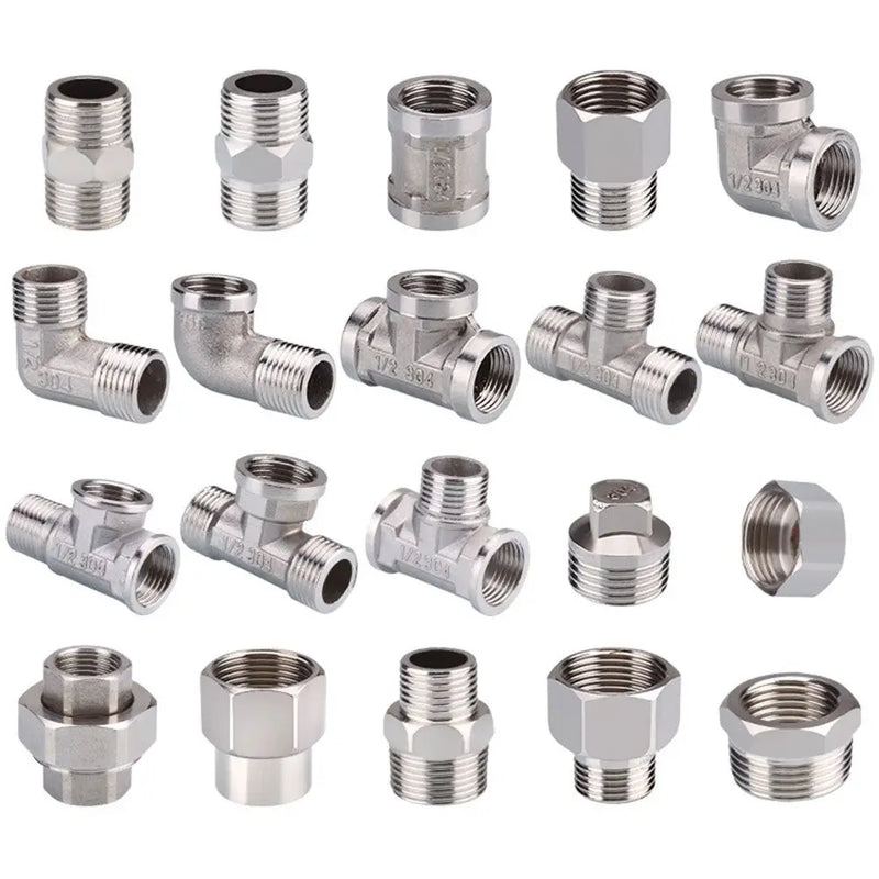 1/2" 3/4" BSP Female Male Thread Tee Type Reducing Stainless steel Elbow Butt joint adapter Adapter Coupler Plumbing fittings