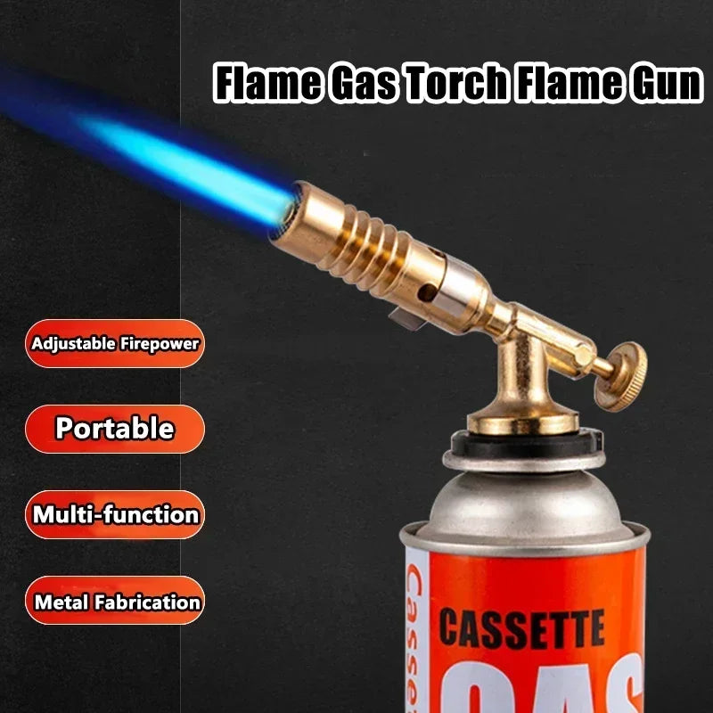 Portable Flame Gun Butane Burner High Temperature Welding Gas Lighter Torch Outdoor Camping BBQ Flame Butane Heat Welding Torch