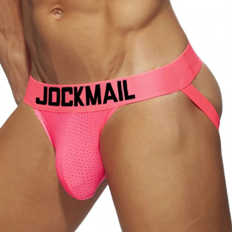 Jockmail New Mens Sexy Underwear T-Back Sexy Bikini Mesh Breathable Gay Tanga Hombre Sissy Jockstrap Slip Erotique String Lot