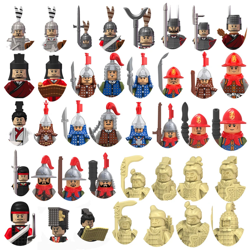 Ancient Chinese Soldier Qin Shihuang Han Ming Dynasty Liu Bang Terracotta Warriors Building Blocks Kids Bricks Toys Boys Gifts