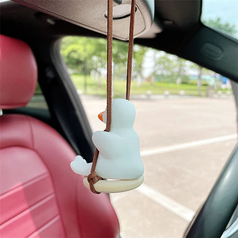 Cute Car Interior Duck Anime  Decoration Gypsum Auto Rearview Mirror Pendant for Swing Kawai Car Decoration Accessories Dropship