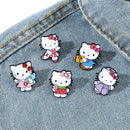 5 Pcs Cartoon Character Brooch Set Cute Hello Kitty Enamel Pin Backpack Clothing Jewelry Metal Badge Accessories Gift for Friend
