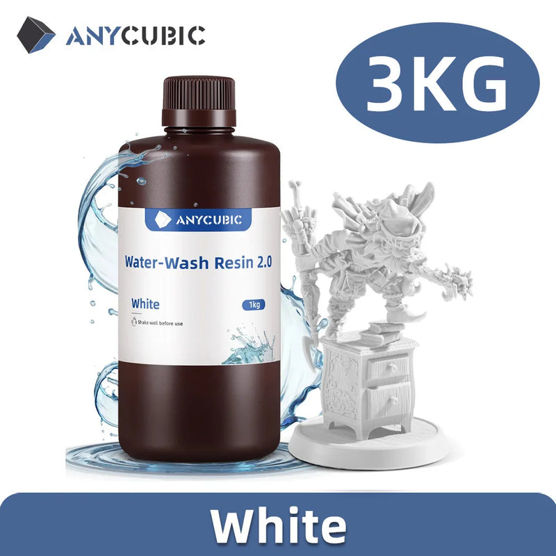 ANYCUBIC Water-Wash Resin 3kg High Precision Low Odor Low Viscosity 3D Printing Standard Photopolymer For LCD 3D Printer