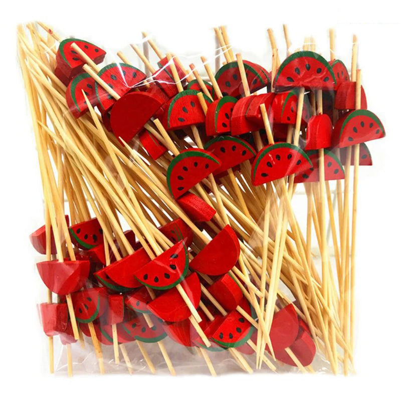 100Pcs 12Cm Disposable Party Tableware Fruit Dessert Sticks Bamboo Skewers Buffet Cupcake Decoration Wedding Supplies