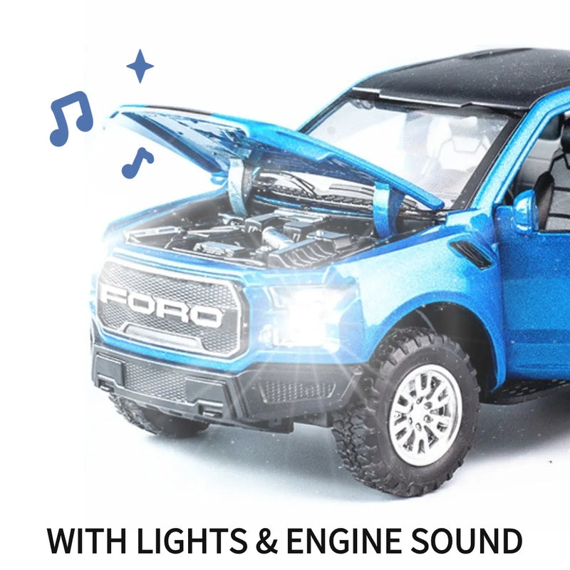 1:32 Ford F150 Pullback Car with Lights Engine Sound, Honda Nissan Diecast Car Model Scale Replica Gift Kid Boy Toy