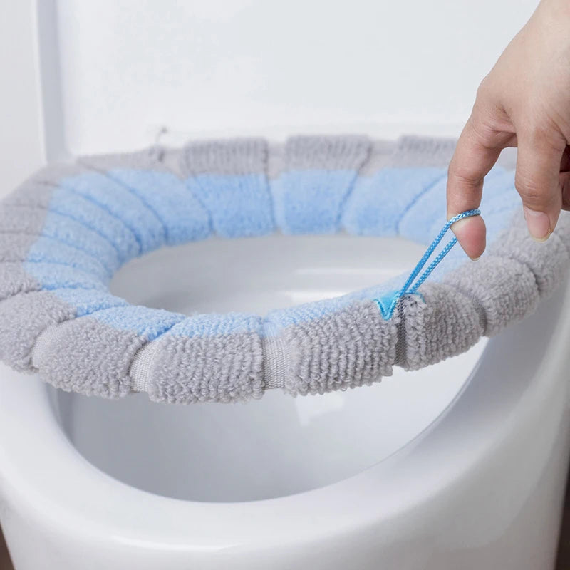 Soft Washable Winter Warm Toilet Seat Cover Mat Bathroom Toilet Pad Cushion With Handle Thicker Closestool Warmer Accessories