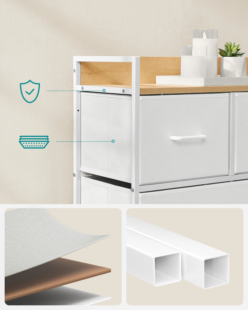 SONGMICS Dresser wardrobe 5 fabric drawers with handles metal rack industrial design