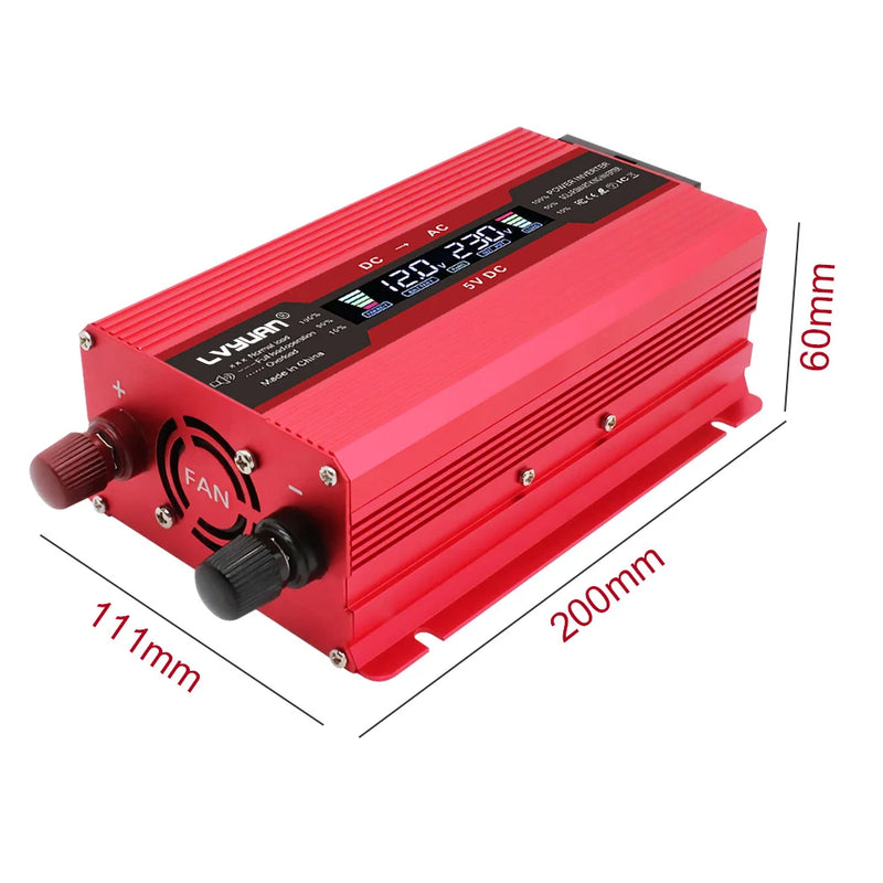 LVYUAN Power Inverter 1500W/2000W/2600W Peak Power LED Display Car Inversor DC12V AC220V High Efficiency