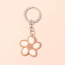 Lovely Handmade Knitted Flower KeychainCrocheted Key Rings for Women Girls Handbag Pendants Charms DIY Jewelry Gifts
