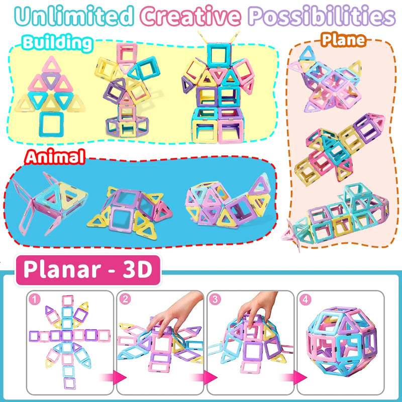 Magnetic Building Block Set, STEM Toy, Magnetic Tiles, Education Magnet Toy, Building Block Gift, Christmas Gift Easter Gift