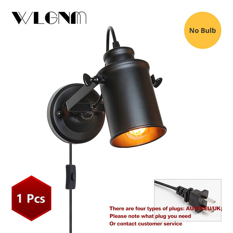 Retro Wall Lamp Light for Living Room Bedroom Restaurants Loft Vintage Industrial Downlight American Village Lamps with Switch