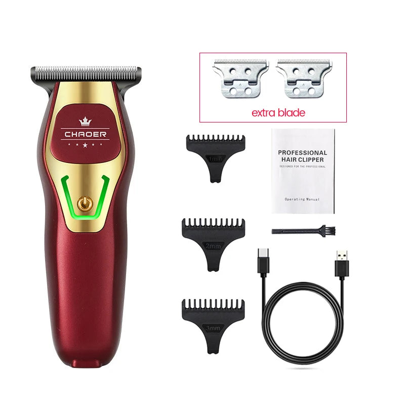 Powerful Professional Hair Trimmer Men 0 MM T Blade Electric Clipper Rechargeable Barber Haircut Machine Beard Trimmer Shaver