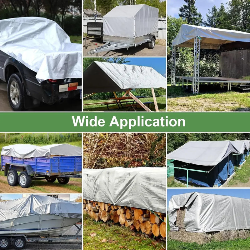Tarpaulin Waterproof 180 g/m² PE Protective Tarpaulin UV Resistant Tear-Resistant Cover for Garden Furniture Pool Wood Car Boat