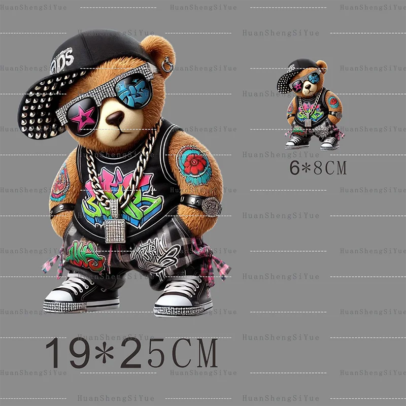 Playful Bear Ironed Sticker Clothes DTF Halloween Thanksgiving Fashion T-shirt Hoodie DIY Jacket Patch Heat Transfer Sticker