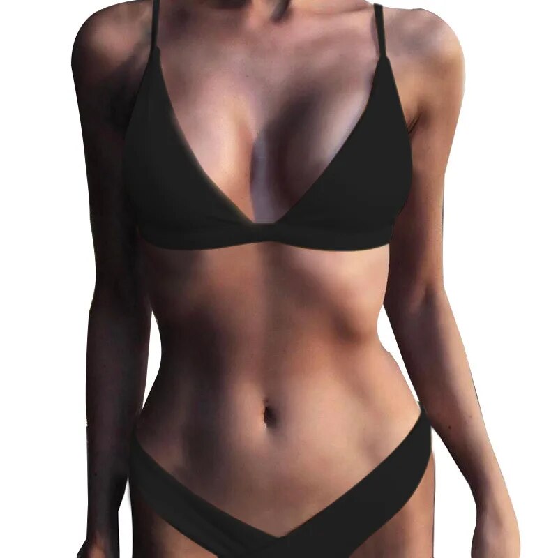 2021 Mini Bikini Set Micro Swimsuit Women Push Up Bikini Sexy Swimwear Halter Bandage Bathing Suit Solid Brazilian Biquini