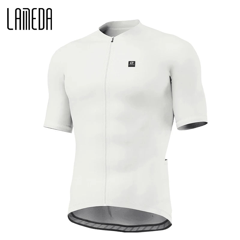 LAMEDA Men's Cycling Jersey Moisture Wicking Short Sleeve Full Zipper Bike Road Biking Shirts for Men MTB Jersey with 3 Pockets