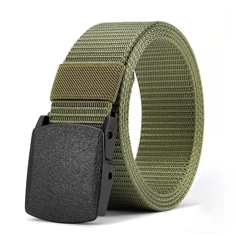 Men'S Tactical Belt In Black - Quick-Release Automatic Buckle, Durable Nylon, Perfect For Sports & Casual Wear