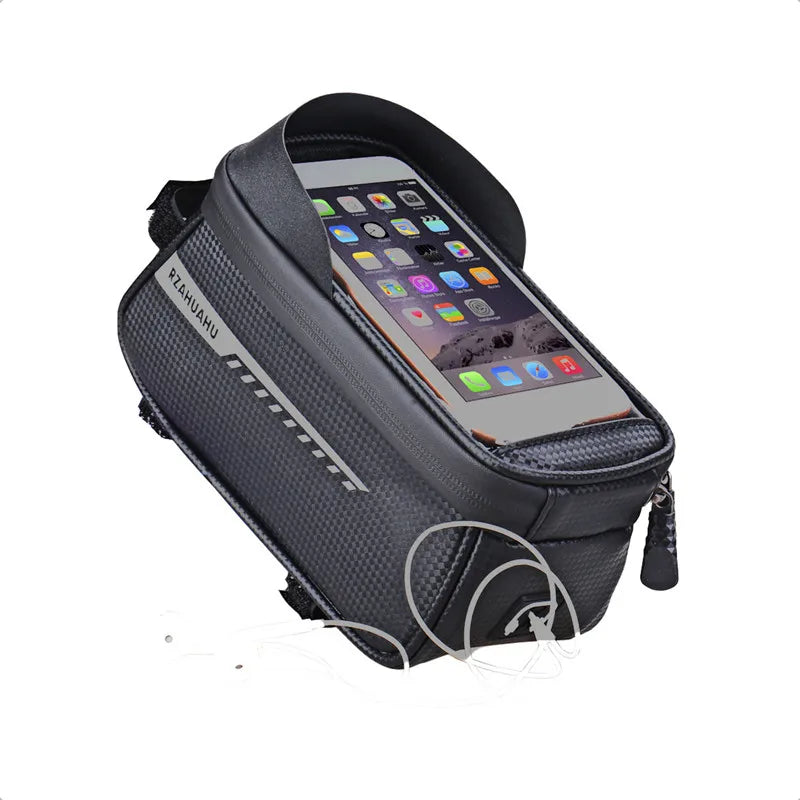 Bicycle Front Beam Bag Front Tube Cycling Bag Bicycle Waterproof Phone Case Holder Touchscreen waterproof Saddle Bag Accessories