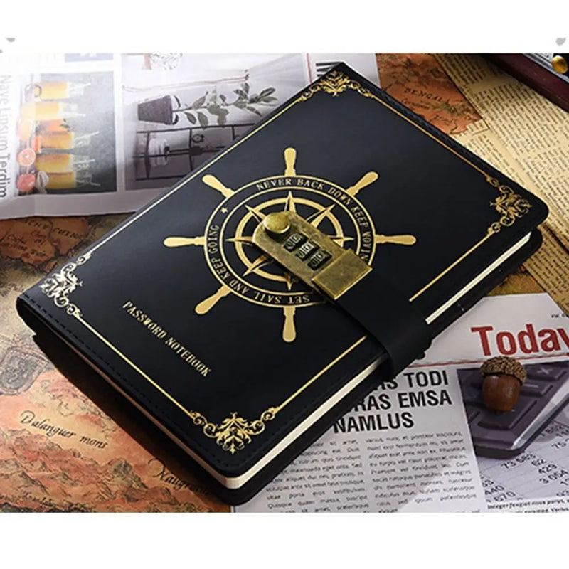 A5 Retro Password Lock Notebook With Lock Voyage Travel Diary Notebook Students Notepad Secretly Diary Hand Ledger Stationery