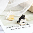 2PCS/Set Couple Friend Cats Brooch Set Cute Black And White Kitten Enamel Pins Cartoon Cat Claw Fishbone Badge Bag Lapel Jewelry