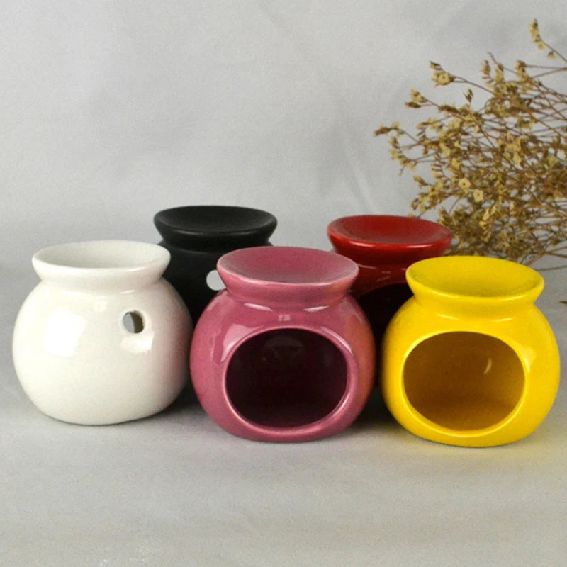 Porcelain Aroma Burner Essential Oil Furnace Mini Candle Holder Solid Color Ceramic Crafts Aromatherapy Diffuser Home Decor