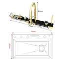 Gold Multifunctional Kitchen Waterfall Sink Digital Display Large Single Sink Dish Basin Sink 304 Stainless Steel