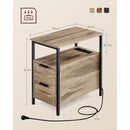 Table d'Appoint - VASAGLE - Marron Camel et Noir d'Encre - Multiprise et Rangement