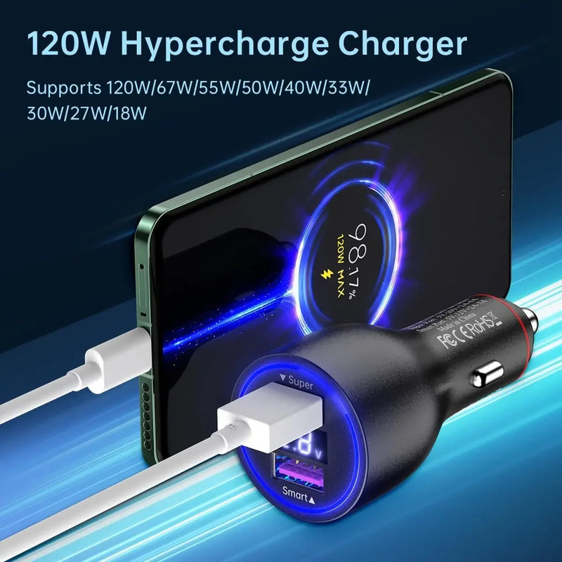 Xiaomi Mi Car Charger Original Dual Usb A Turbo Charge Cargador 120w 90w Xiao Mi Hyper Fast Charge Cable 14 Ultra 13 T Redmi K70