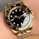 Tandorio Yellow Gold NH34AA GMT Mechanical Men Watch 24 hours Gold Ceramic Insert 20bar Waterproof Luxury Diver Clock Rejor 40mm