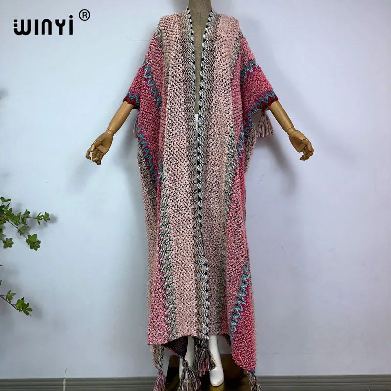 WINYI woman Winter Knitted cardigan coat Loose Christmas Fashion hipster party dress Thick Warm free size Female cloke overcoat