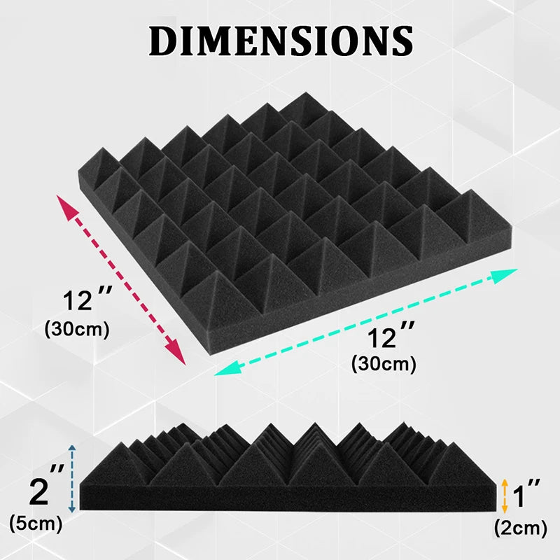 Studio Acoustic Foam Panel 6 12 24 Pcs Sound Insulation Treatment Board For KTV Room Recording Studio Wall Soundproof Sponge Pad