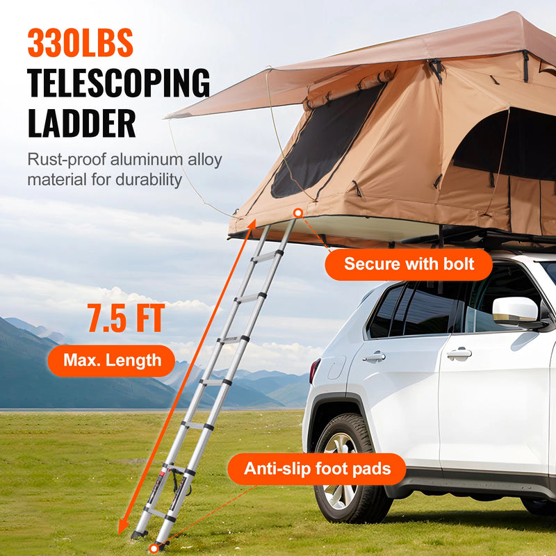 VEVOR Rooftop Tent Hardshell Folding Tent with Telescopic Ladder Mattress PVC Cover Bag Waterproof for Jeep SUV Van Pickup Truck