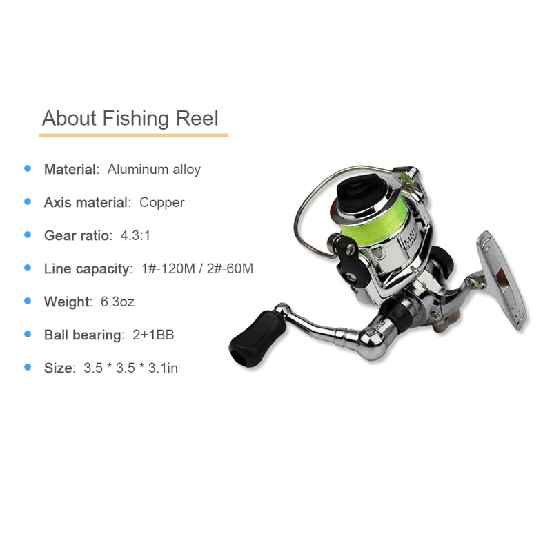 1M/1.4M/1.6M Mini Pocket Pen Shape Aluminum Alloy Fishing Rod Portable Baitcasting Rods Pole + Fishing Reel Set Combos Pesca