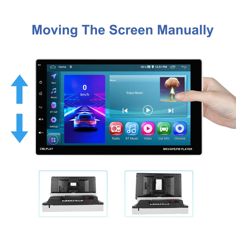 Hikity Universal 9" car Radio 1din Android car Radio Carplay Rotatable Screen Bluetooth FM Radio Receiver Support TF/USB