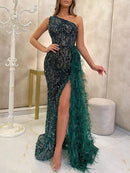 Women 2024 Loungewear Sequins Party Dress, Skew Collar Fashion Patchwork Maxi Dress, Sleeveless Elegant Ladies Dress Streetwear