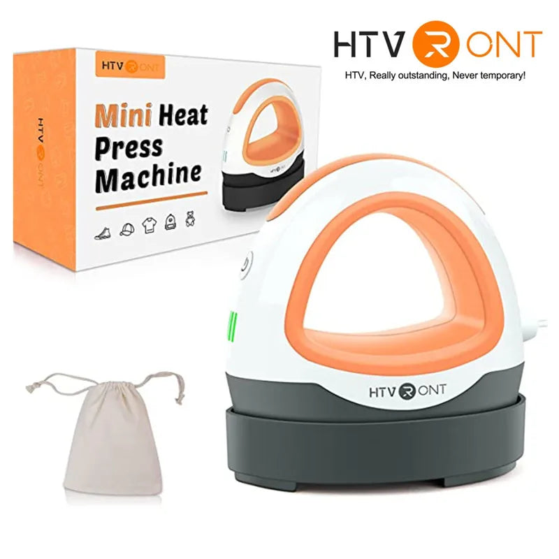 HTVRONT MINI Heat Press Machine Portable Easy Press Iron On HTV Vinyls for Cricut DIY Printing T-shirt Clothes Bags Hats Pads