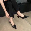 Fashion Female Shoes 2024 New Women's Pumps Solid Color Simple Mid Heel Shoes Sexy Pointed Toe Slingback Elegant Dress Shoes