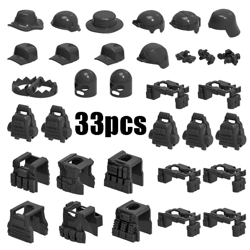 WW2 Military Building Blocks Mini Bricks Solider Figures Gifts Weapon Equipment Accessories USA Greman Vests Armor Toys For Kids