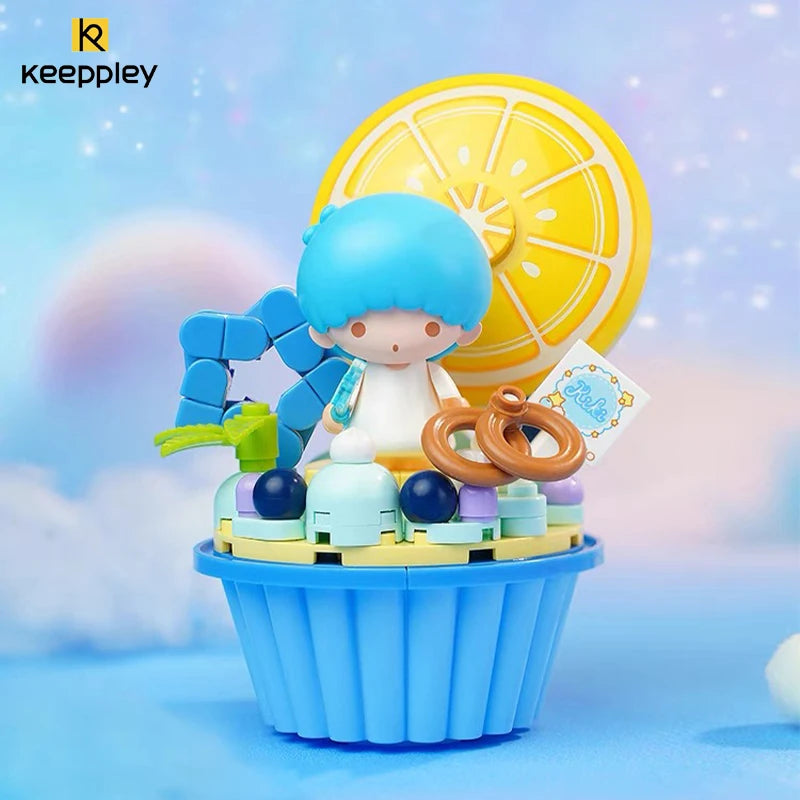 New Keeppley Sanrio Building Block Kuromi Gemini Hellokitty Cartoon Ice Cream Cake Decoration Model Children's Toy Birthday Gift