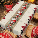 1 Piece, Merry Christmas Themed Christmas Tree Pattern Tablecloth + 4 Self-Adhesive Stickers, Christmas Atmosphere, Snowflake Christmas Tree Christmas Flower Ball Pattern, Embossed Edges, Suitable for Home Kitchen, Living Roo