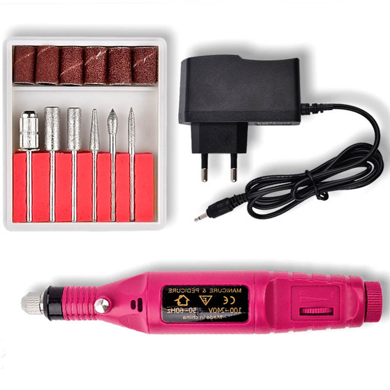 1 Set Portable Electric Nail Drill Machine Manicure Set Pedicure Nail Gel Remover File Professional Strong Nail Polishing Tools