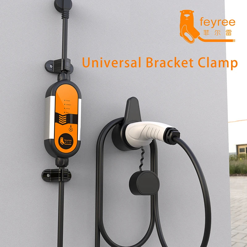 feyree 2pcs Universal Bracket Clamp Fixed Clip Screw Mount Holder Stand for Type 1 j1772 Portable EV Charger Type 2 Electric Car