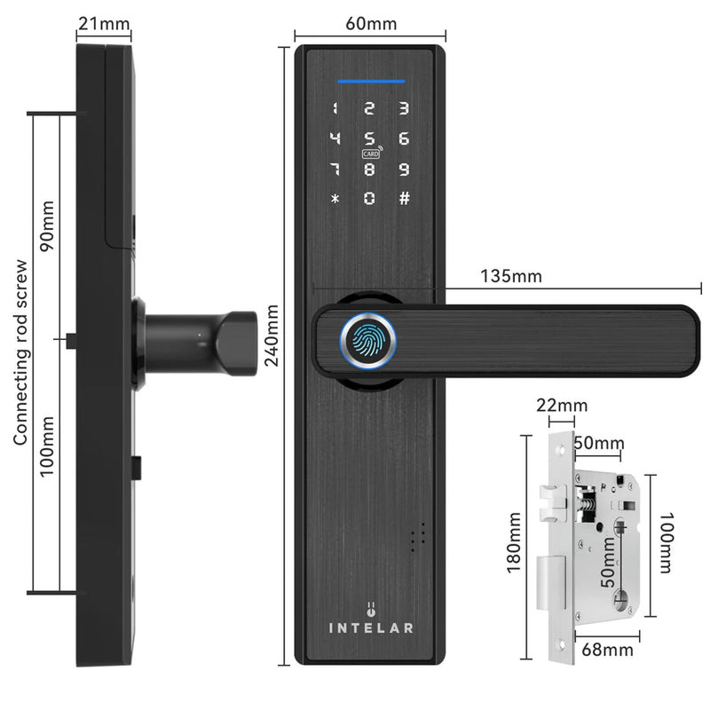 Intelar X1 Tuya Wifi Biometric Fingerprint Handle Lock Smart door Lock remote Unlock Keyless Entry Electronic Digital Door Lock