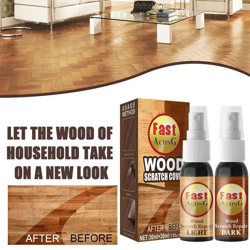 Wood Flooring Scratch Complementary Color Repair Spray Wood Scratch Cover 30+30ml Wood Furniture Polish Waxing Refinishing Tool