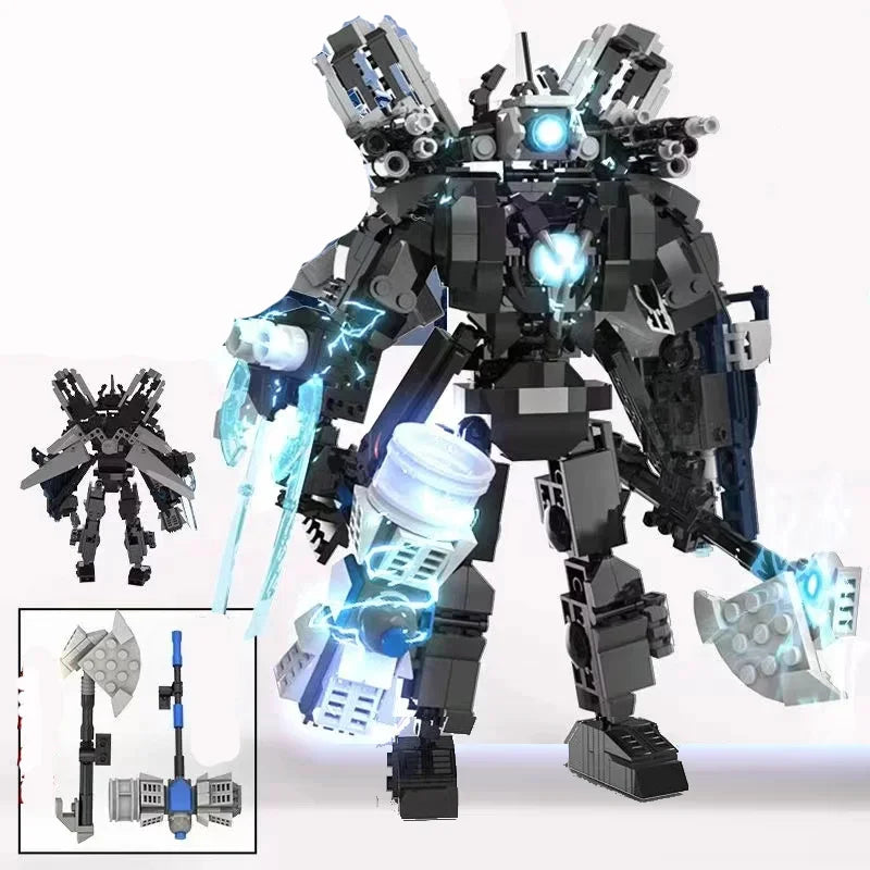 Skibidi Toilet Clock Man Building Blocks Toys Cameraman Speakerman Monitor Titan Tv Man Juguetes Brick Model Toys Gift For Kids