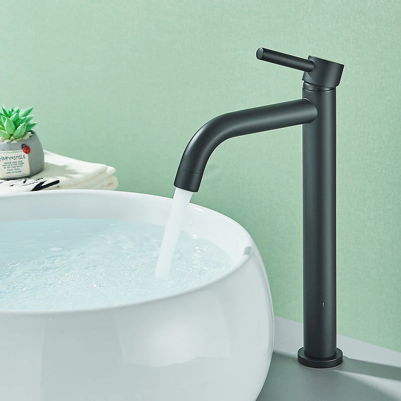 Bathroom Sink Faucet Tall Slim Bathroom Washbasin Water Mixer Tap Hot Cold Water Basin Crane Tap Bathroom Tap