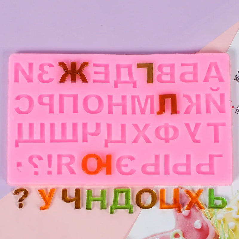 3D Russian Alphabet Fondant Silicone Mold Kitchen DIY Cake Baking Decoration Suger Cookies Chocolate Mould Clay Plaster Tool
