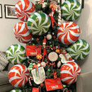 6Pcs Christmas Candy Cane Foil Balloons Round Windmill Lollipops Candy Helium Foil Balloons for Xmas Wedding Birthday Decoration